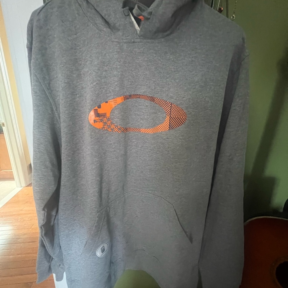 Oakley Gray and Orange Men's Sweater